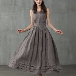 Cross back linen dress